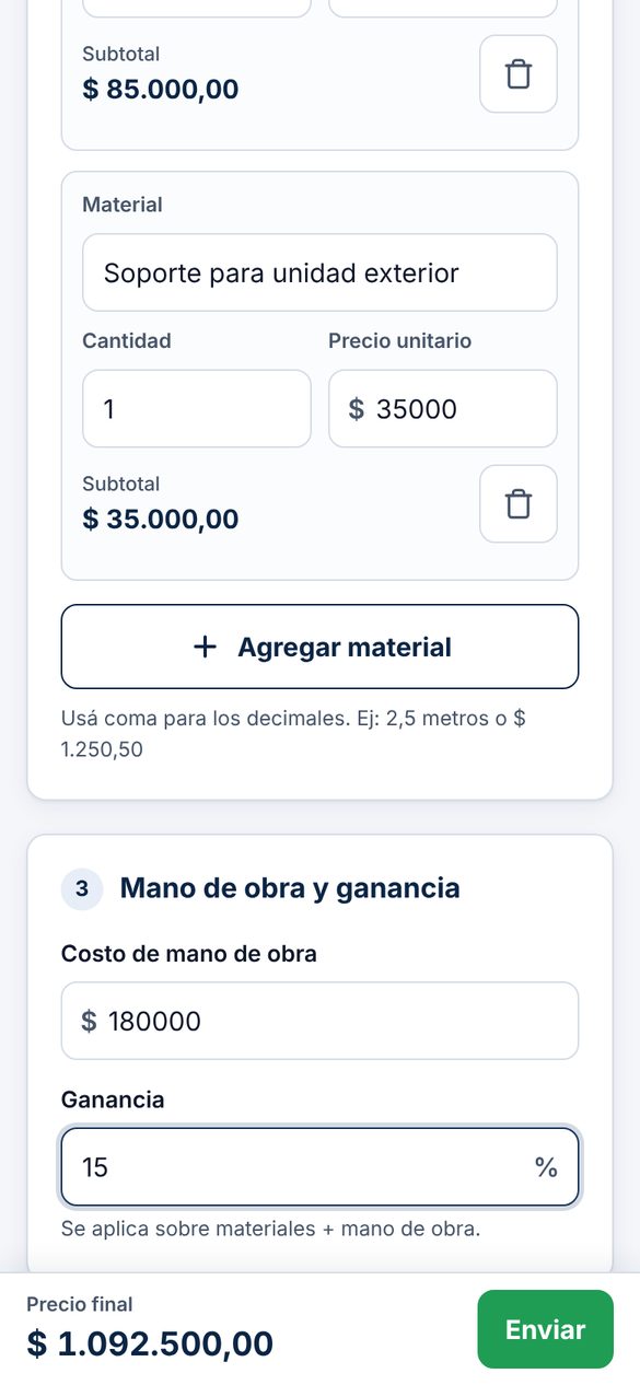 La app hace todas las cuentas